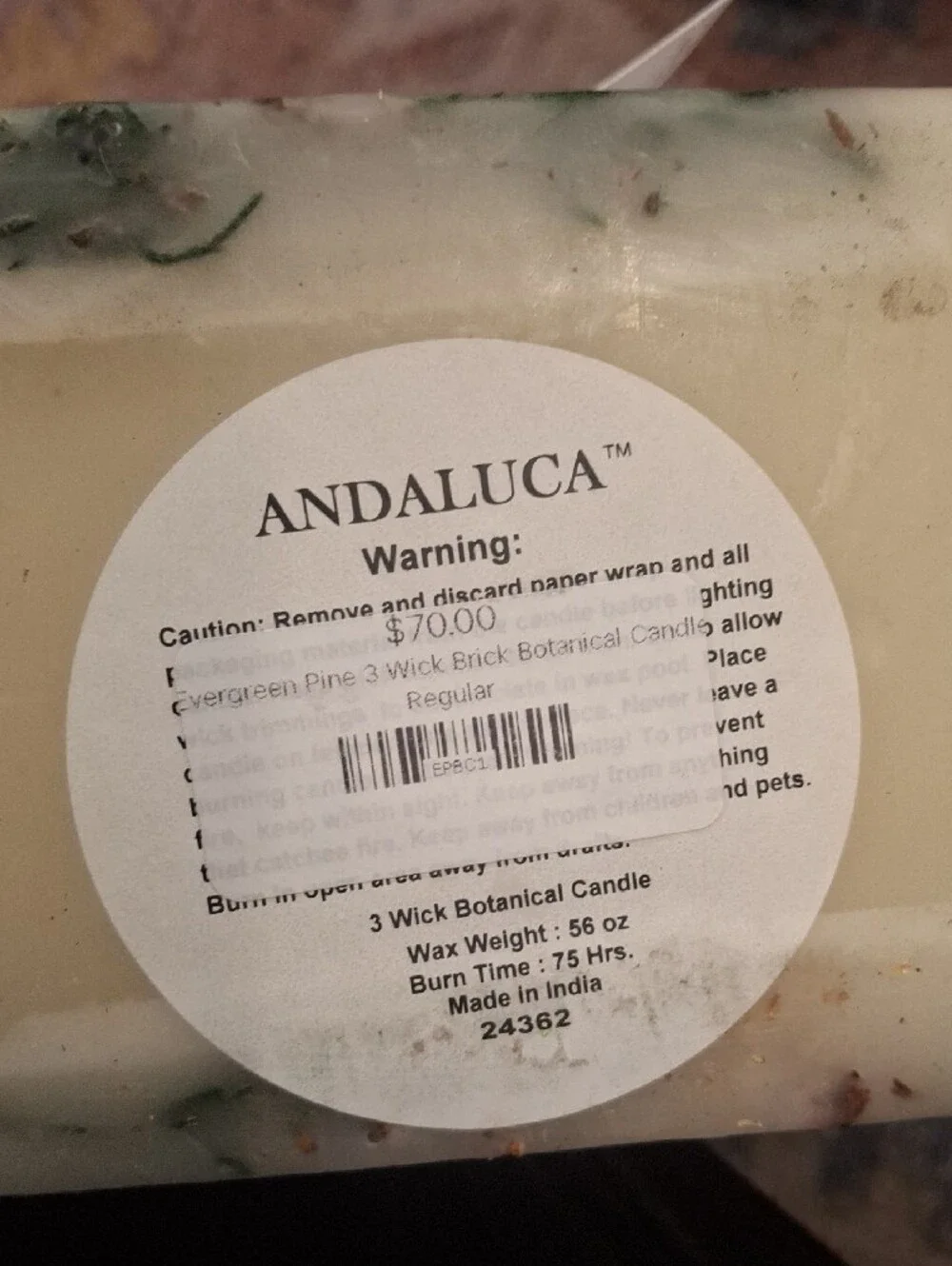 Andaluca Cream Decorative Triple-Wick Botanical Soap Candle